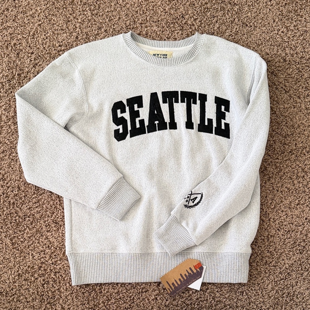 Seattle Crewneck Sweatshirt - Light Gray with Black Lettering